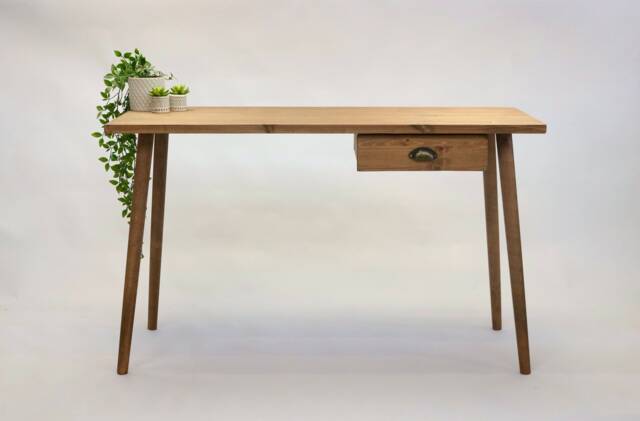 Simple Desk With Drawer, Reclaimed Wood Handmade Desk, Choice Of Colours Wooden Tapered Legs, Colour Choices William - image 1