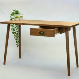 Simple Desk With Drawer, Reclaimed Wood Handmade Desk, Choice Of Colours Wooden Tapered Legs, Colour Choices William - thumbnail 3