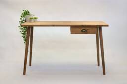 Simple Desk With Drawer, Reclaimed Wood Handmade Desk, Choice Of Colours Wooden Tapered Legs, Colour Choices William
