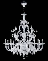 Creamy White Murano Glass Chandelier - Venetian Italian Lighting Vintage Inspired