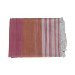 Handmade Dhurrie Cotton Area Rug, Ombre Red Stripes, Vegetable Dyed - thumbnail 4