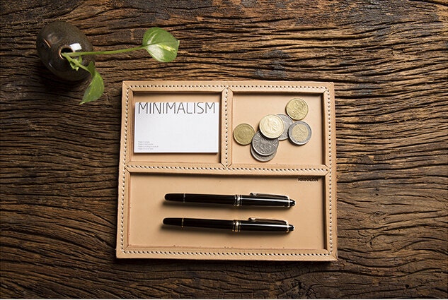 Natural Leather Tray, Pen Coin Tray, Stationary Handmade By Italian Top Layer For Gift, Custom Storage Tray - image 1