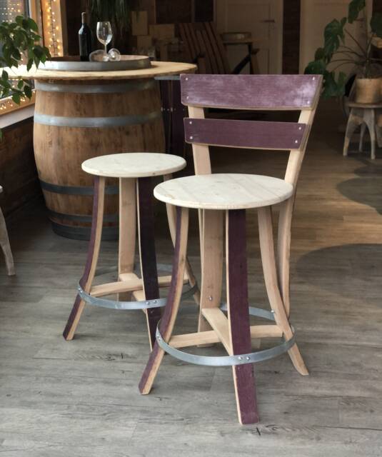 "Bar Stool Made Of Wine Barrel Staves ""Concave" - image 1