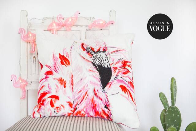 Bright Pink Flamingo Velvet Cushion Cover - image 1