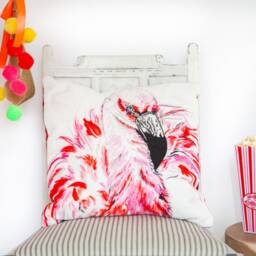 Bright Pink Flamingo Velvet Cushion Cover - thumbnail 3