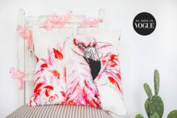Bright Pink Flamingo Velvet Cushion Cover - thumbnail 1