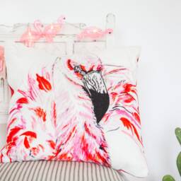 Bright Pink Flamingo Velvet Cushion Cover - thumbnail 2