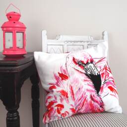 Bright Pink Flamingo Velvet Cushion Cover - thumbnail 4