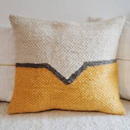 Set Of 2 Handwoven Carpathian Wool Pillows, Scandinavian Decorative Throw Cushion Covers, Rustic Woven Orange Christmas Gift - thumbnail 2