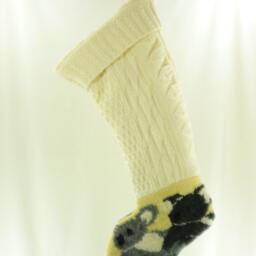 Christmas Stocking Felt Felted Wool Knit Koalas Australia Animals Bonz Ivory Almond Off White Recycled Repurposed Upcycled Ooak 764 - thumbnail 2