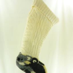 Christmas Stocking Felt Felted Wool Knit Koalas Australia Animals Bonz Ivory Almond Off White Recycled Repurposed Upcycled Ooak 764 - thumbnail 3