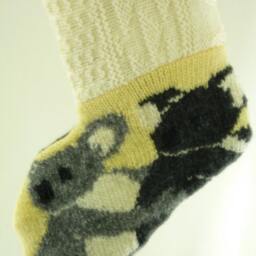 Christmas Stocking Felt Felted Wool Knit Koalas Australia Animals Bonz Ivory Almond Off White Recycled Repurposed Upcycled Ooak 764 - thumbnail 4