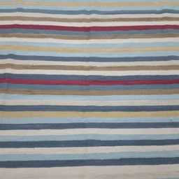 striped Wool Kilim Rug, Multi Color Flatweave Area Custom Handmade Made Rug - thumbnail 4
