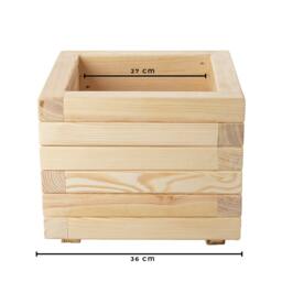 Square Wooden Container For Indoor, Square Flower Pot Garden, Country Home Planting Accessory - thumbnail 2