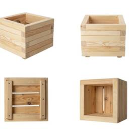 Square Wooden Container For Indoor, Square Flower Pot Garden, Country Home Planting Accessory - thumbnail 3