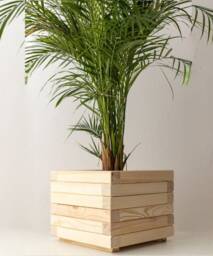 Square Wooden Container For Indoor, Square Flower Pot Garden, Country Home Planting Accessory - thumbnail 1