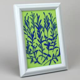 Rosemary Herb Painting On Glass. Framed Botanical Line Art. Green & Blue Kitchen Wall Decor. Home Gift Under 20 For Male Or Female Cook - thumbnail 3