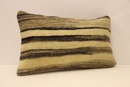 Vintage Turkish Kilim Pillow Cover, 12x20 Wool Lumbar Cushion