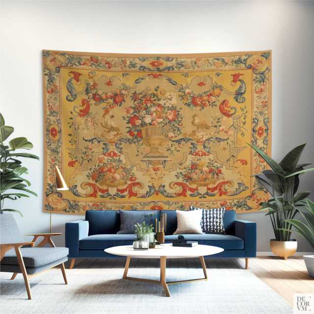 Arabesque Tapestry With Flowers & Birds - Printed, Floral Wall Tapestries. Ara001Eu - image 1