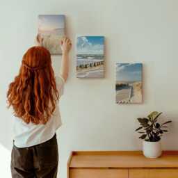 Canvas Wall Art Set Of 3 - Beach With Sand, Waves, Sky & Birds in Flight, Blue Photo Print, Landscapes Decor - thumbnail 3