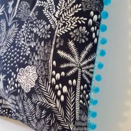 Tropical Forest, Cactus, Succulents, Pineapples, Pillow Cushion Cover, Pom Trim. Premium Quality. Designer Fabric - thumbnail 3