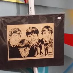 The Beatles, American Debut On The Ed Sullivan Show, Hand Cut Wooden Portrait Art - thumbnail 3