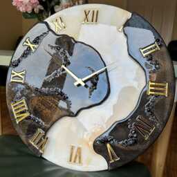 Geode Epoxy Resin Clock With Secret Storage, Gemstone Inlay - 20 Inch - thumbnail 2