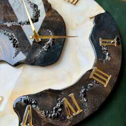 Geode Epoxy Resin Clock With Secret Storage, Gemstone Inlay - 20 Inch - thumbnail 4