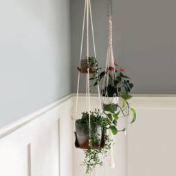 Double Indoor Hanging Plant Hanger Leather Hammock Jungle Air Macrame Holder Minimal Planter Decor