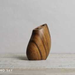 Small Walnut Wood Vase Organic Japanese-style Decor - thumbnail 3
