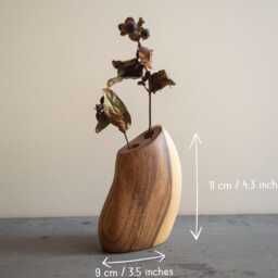 Small Walnut Wood Vase Organic Japanese-style Decor - thumbnail 2
