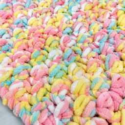 Multicoloured Chenille Baby Blanket - Hand Knitted Pram Colourful Gift Or Toddler UK - thumbnail 3