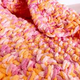 Multicoloured Chenille Baby Blanket - Hand Knitted Pram Colourful Gift Or Toddler UK - thumbnail 4