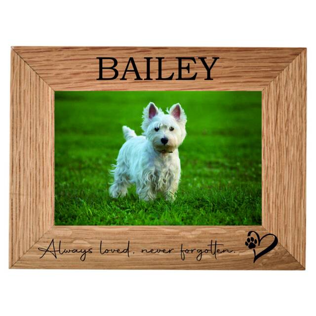 Personalised Custom Oak Finished Photo Frame - Add Your Own Text Dog Cat Rainbow Bridge Pet Memorial Loss Gift Present