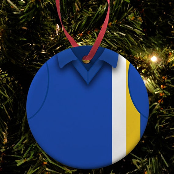 Cardiff Home 1976 Retro Shirt Kit Christmas Tree Decoration Bauble Flat Ceramic Great Gift
