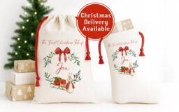 Personalised Christmas Stockings Peter Rabbit Gift For Kids, Family Xmas Eve Sack Name Gifts - thumbnail 1