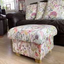 Handcrafted Storage Footstool Voyage Maison Fabric Ottoman Hassock Seat Floral Hermione Patrice - thumbnail 2