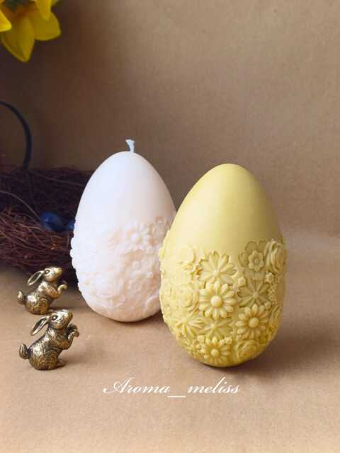 Sunflower Egg Candle Soy & Bee Wax, Handmade Easter Decor - image 1