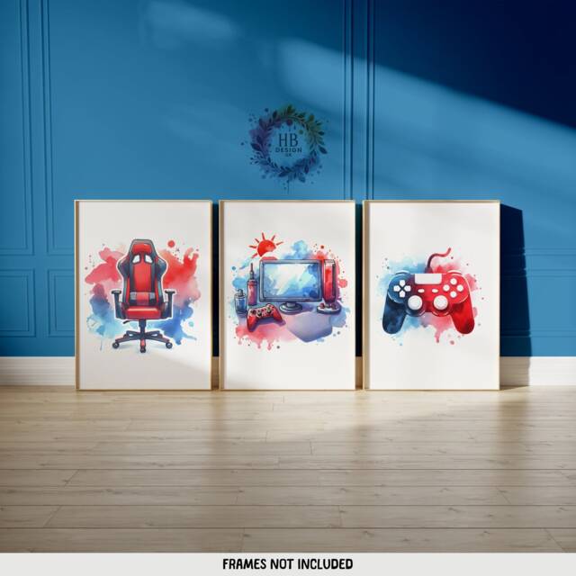 Gaming Posters - Set Of 3 Gamer Prints - Game Bedroom Decor Gift For Gamers Room Retro Video Wall Art Print Boys Gifts - image 1