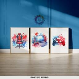 Gaming Posters - Set Of 3 Gamer Prints - Game Bedroom Decor Gift For Gamers Room Retro Video Wall Art Print Boys Gifts - thumbnail 1