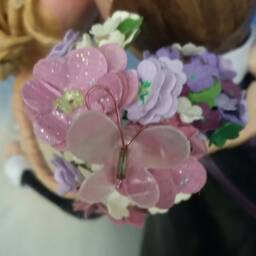 Whimsical Bride & Groom Cake Topper, Paper Mache Sculpture - thumbnail 4