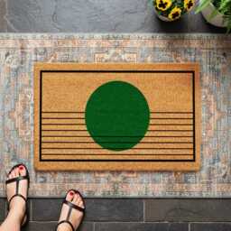 Emerald Sun Doormat - Linear Pattern Porch Decor Natural Coir Modern Sign - thumbnail 3