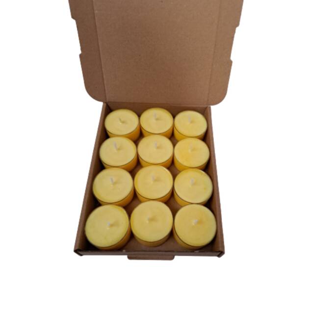 Lemongrass Essential Oil Scented Tea Light Candles 12 Per Box Made With Soy Wax - image 1