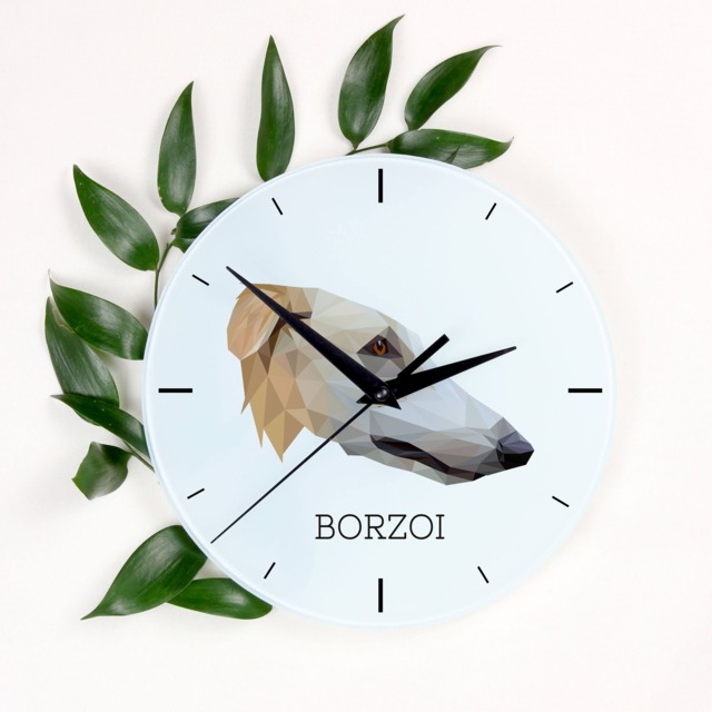 A Clock With A Borzoi, Russian Wolfhound Dog. New Collection The Geometric Dog - image 1