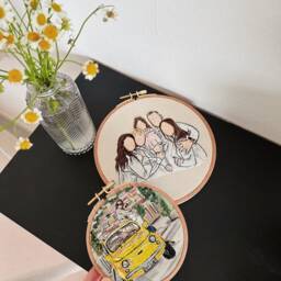 Custom Embroidery Portrait Hoop - Personalized Family Cross Stitch Gift - thumbnail 2