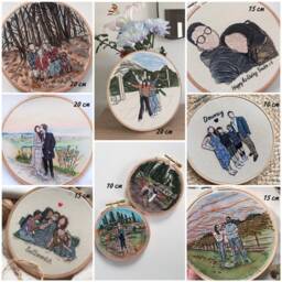 Custom Embroidery Portrait Hoop - Personalized Family Cross Stitch Gift - thumbnail 3