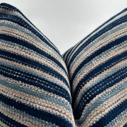 Textured Navy Blue Striped Pillow Cover, Cotton Wool Blend, All Size - thumbnail 3