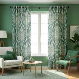 Teal Damask Curtains, Classic Pattern Drapes, Custom Size Window Panels For Bedroom Or Traditional Curtains - thumbnail 4