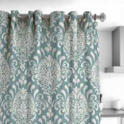 Teal Damask Curtains, Classic Pattern Drapes, Custom Size Window Panels For Bedroom Or Traditional Curtains - thumbnail 2