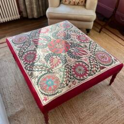 Bespoke Suzani Bamboo Ottoman - thumbnail 4